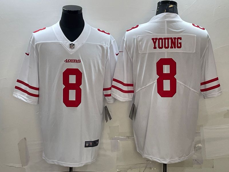 Men San Francisco 49ers #8 Young Nike White Vapor Limited 2022 NFL Jersey